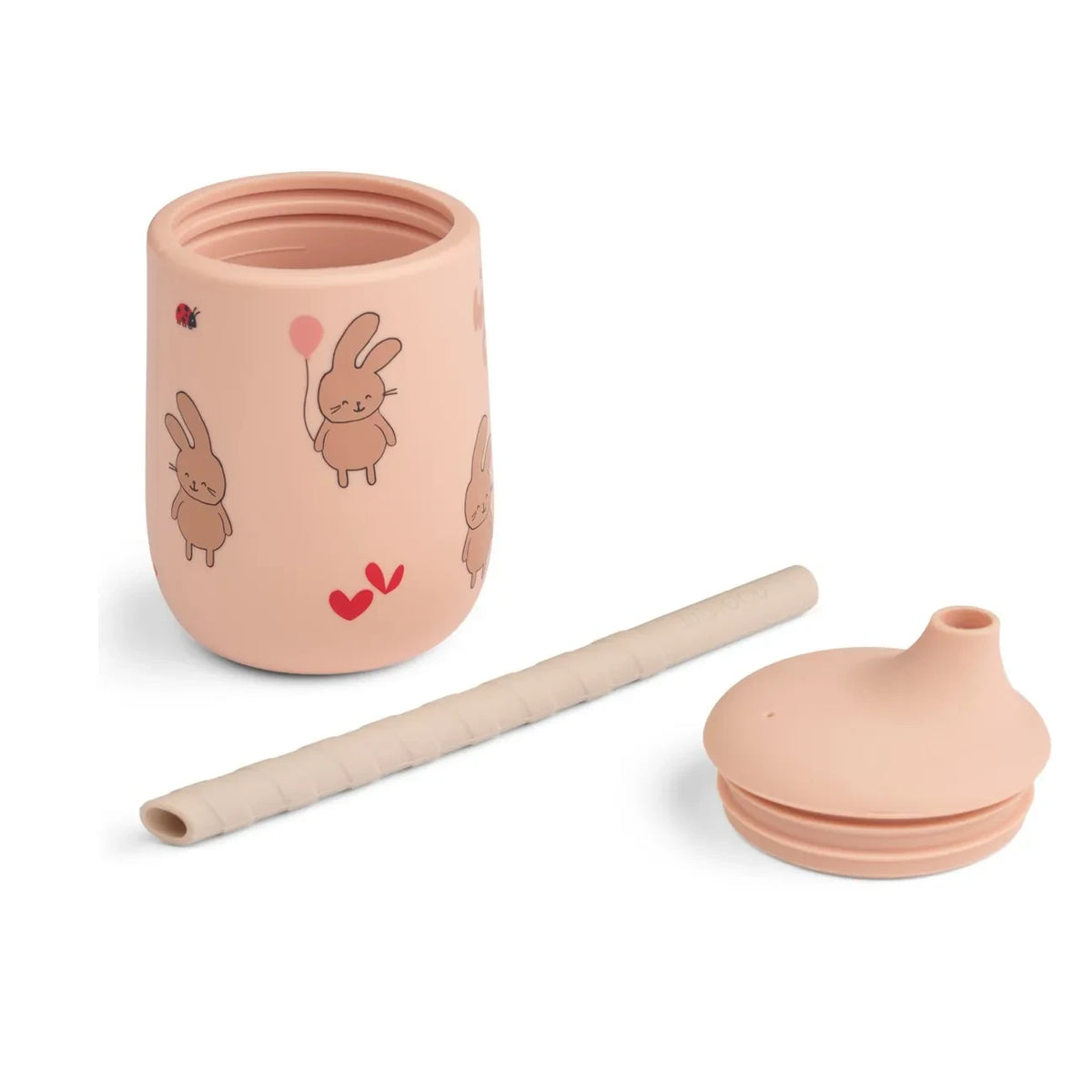Liewood - Ellis Silikon-Trinkbecher mit Strohhalm | Wild child/Rosey