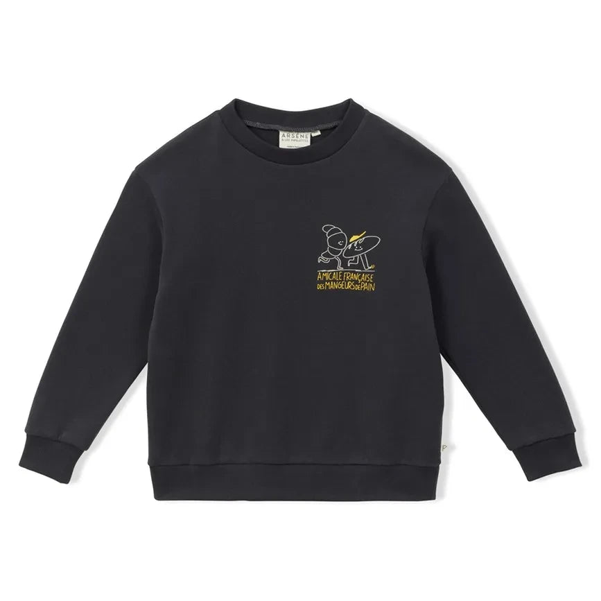 Arsène et Les Pipelettes - Organik Pamuk Baguette Sweatshirt | Kömür grisi