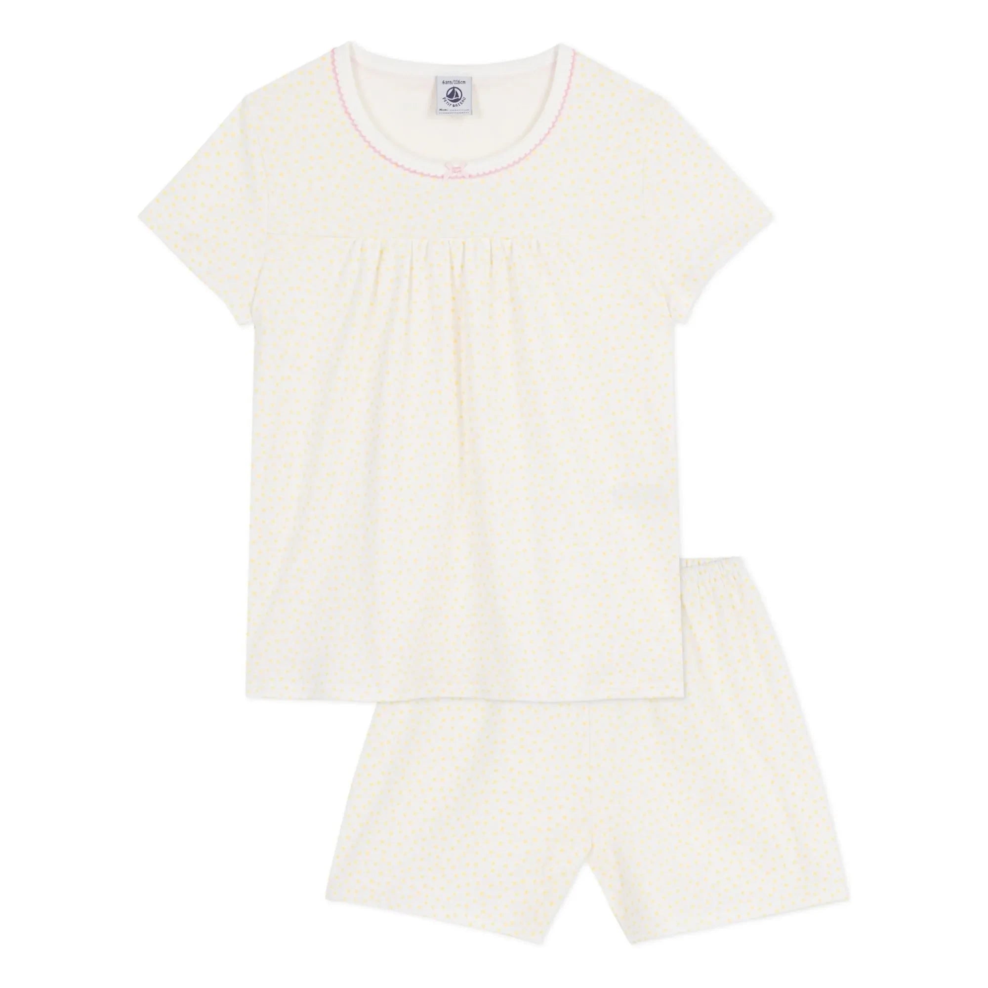 Petit Bateau - Gepunkteter Shorts-Pyjama | Weiß