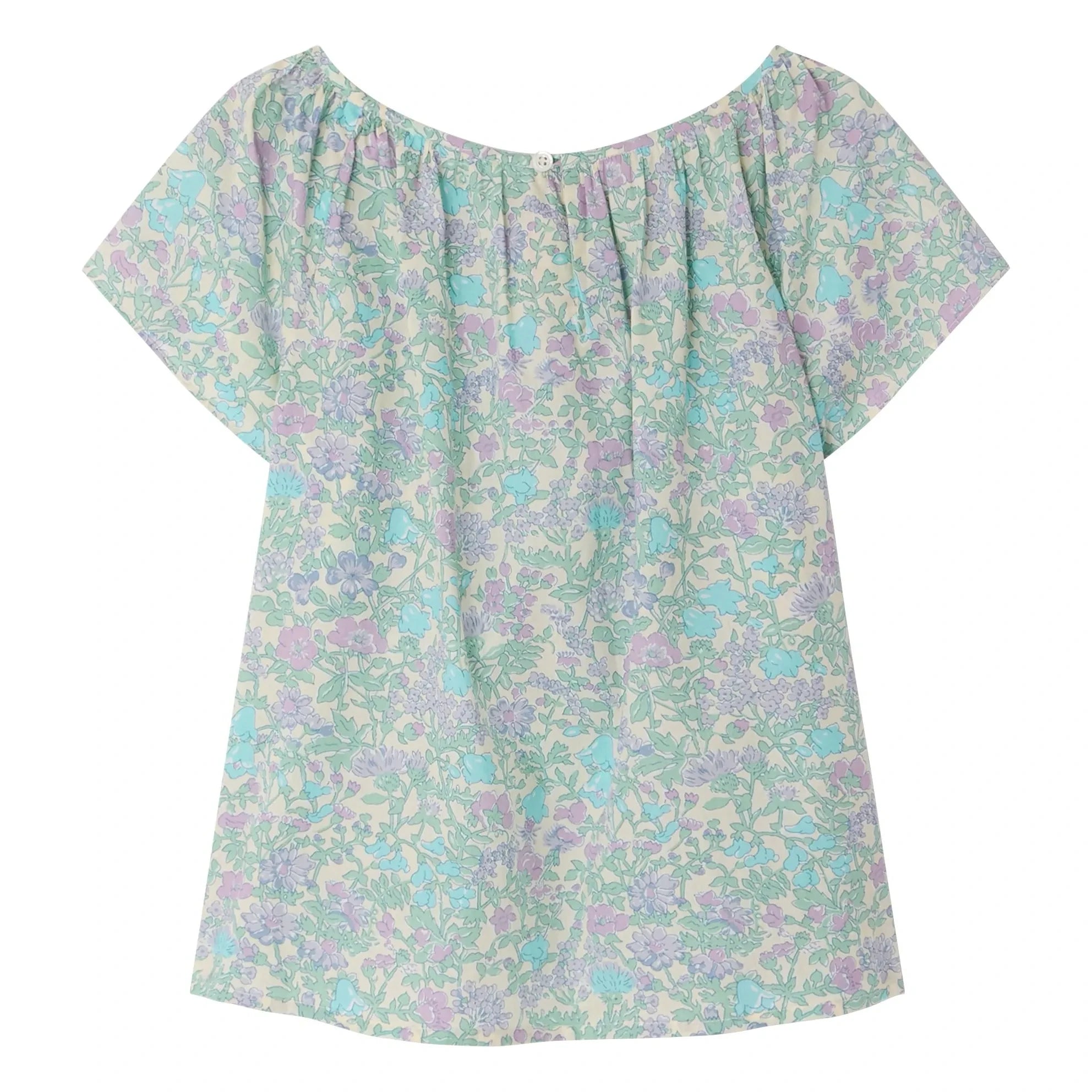 Bonpoint - Grenade Liberty Organic Cotton Drawstring Blouse | Green Water