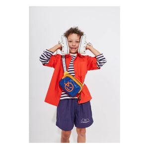 Wynken – Gestreiftes T-Shirt mit Tasche aus Bio-Baumwolle | Marineblau