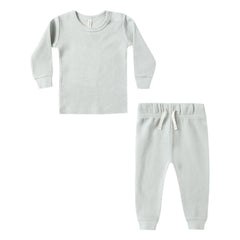 Quincy Mae - Waffle Organic Cotton T-Shirt and Jogger Set | Light Blue