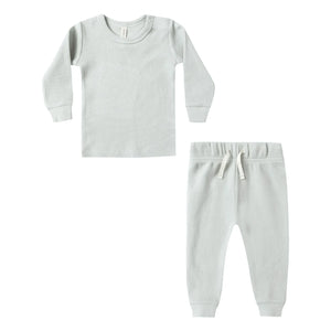 Quincy Mae - Waffle Organic Cotton T-Shirt and Jogger Set | Light Blue