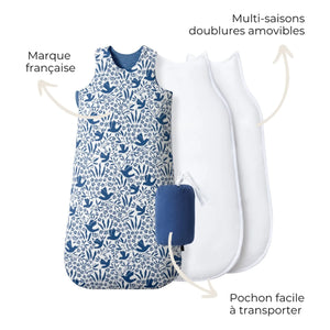 Les Petites Billes - Reversible all-season baby sleeping bag | Navy Blue