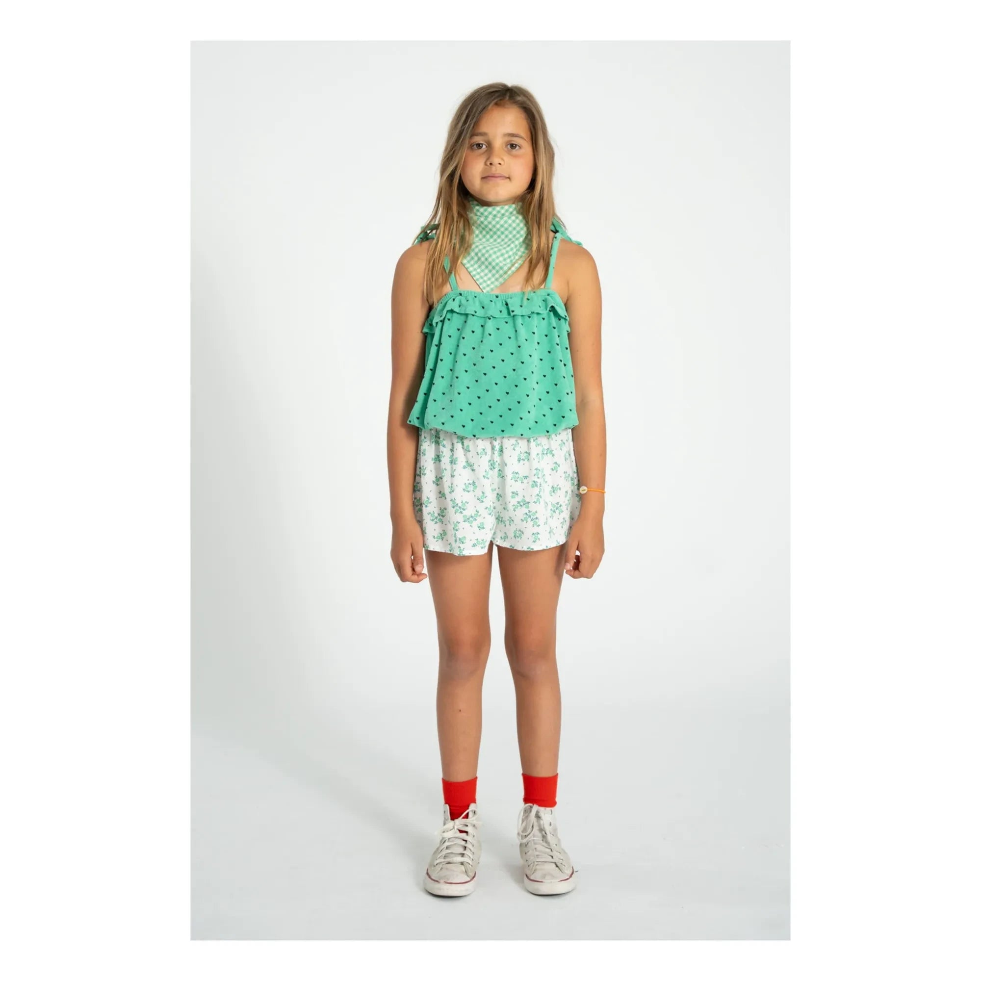 Piupiuchick - Organische Baumwollshorts mit Blumenmuster | Weiß