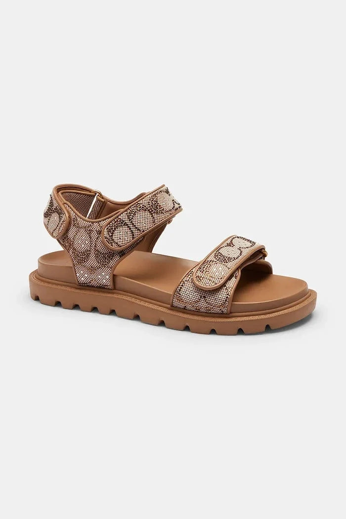 Coach Brynn Crystal Signature Sandal Kadın Düz Taban Deri Sandalet