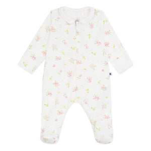 Petit Bateau - Pyjamas Dors Bien Çiçekli Organik Pamuk | Beyaz