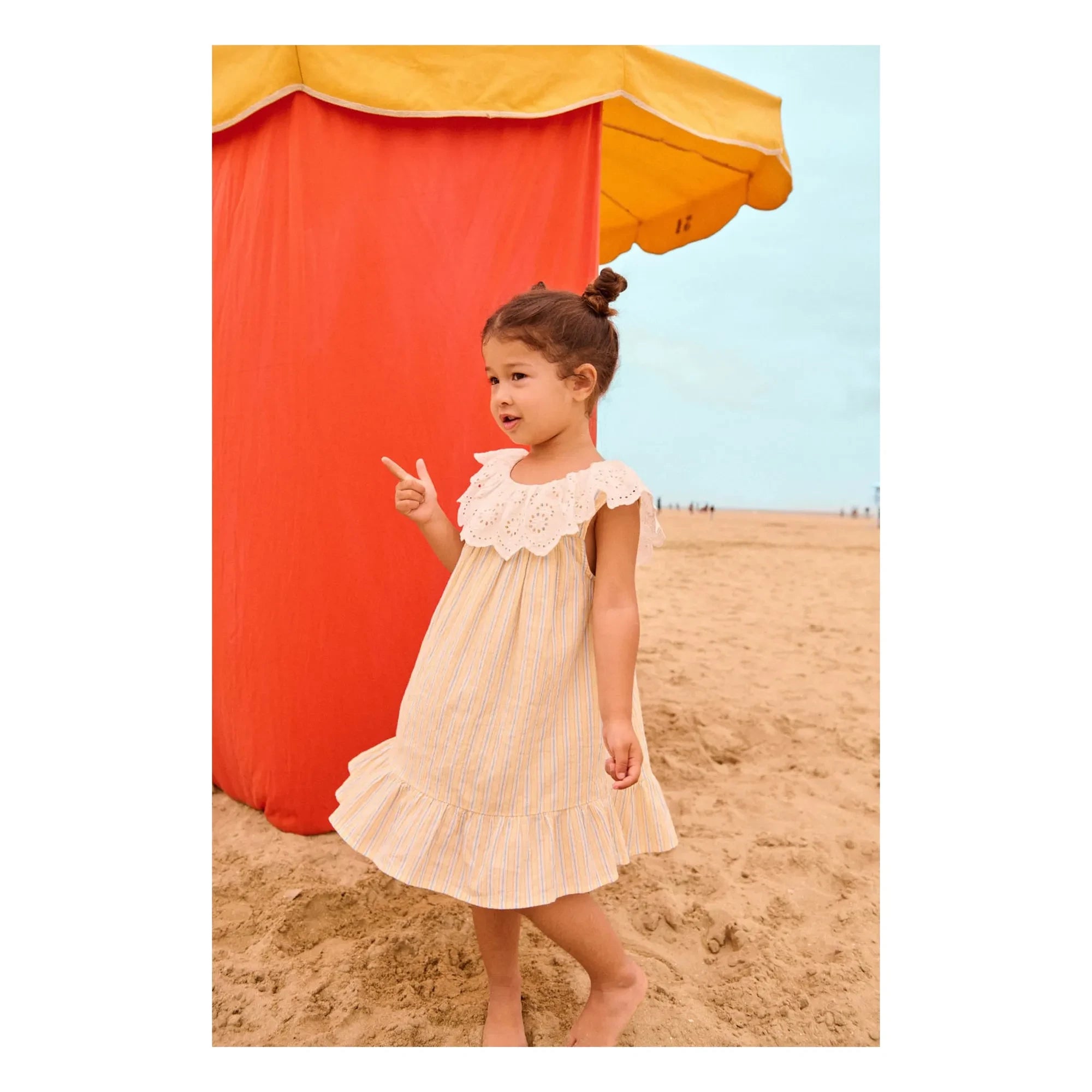 Louise Misha - Danya Striped Organic Cotton Dress | Yellow