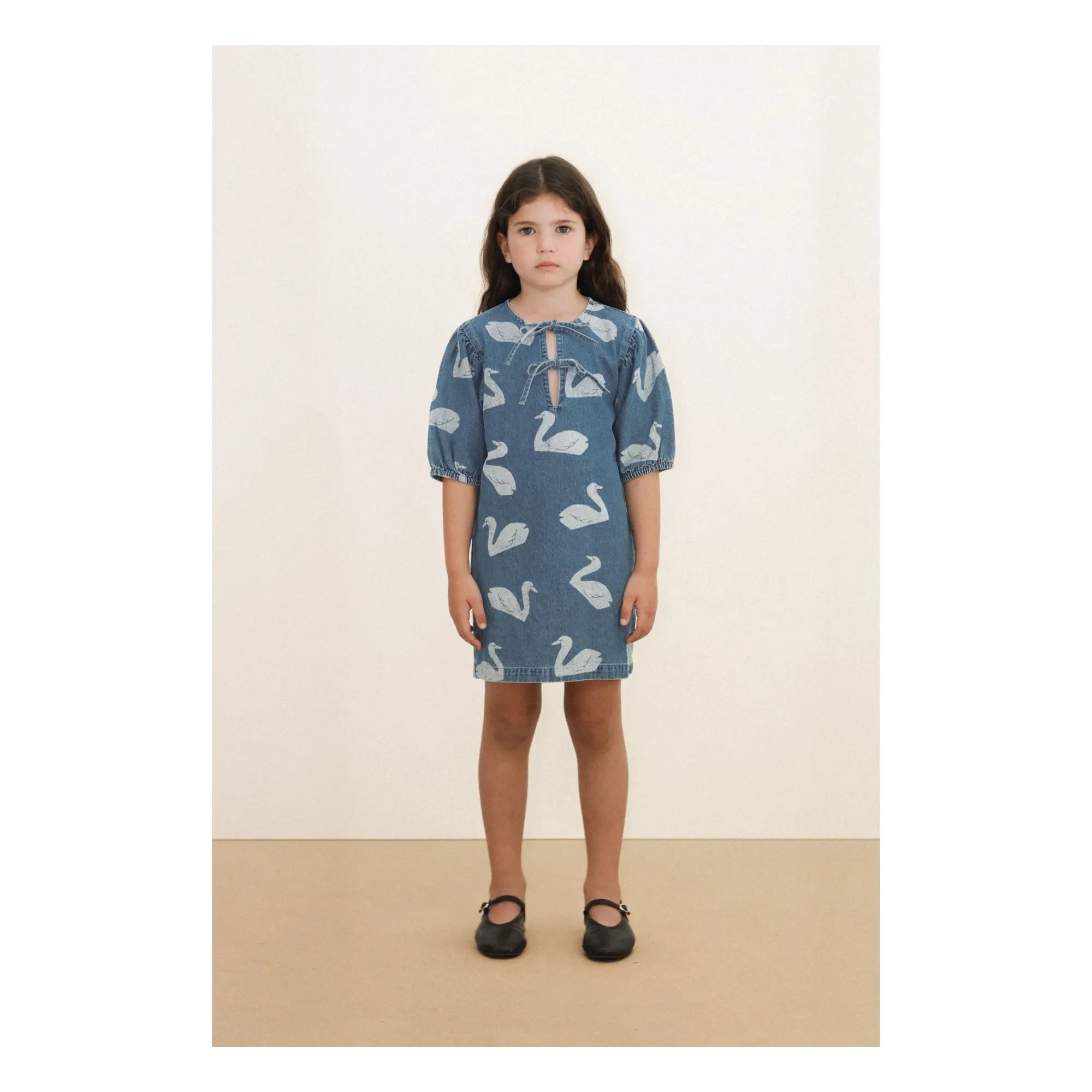 Tinycottons - Denim Kuğular Elbise | Mavi