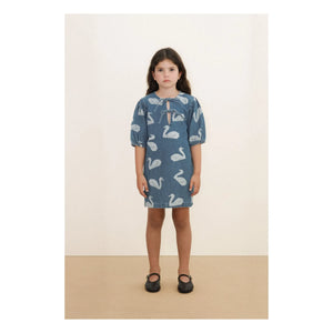 Tinycottons - Denim Kuğular Elbise | Mavi