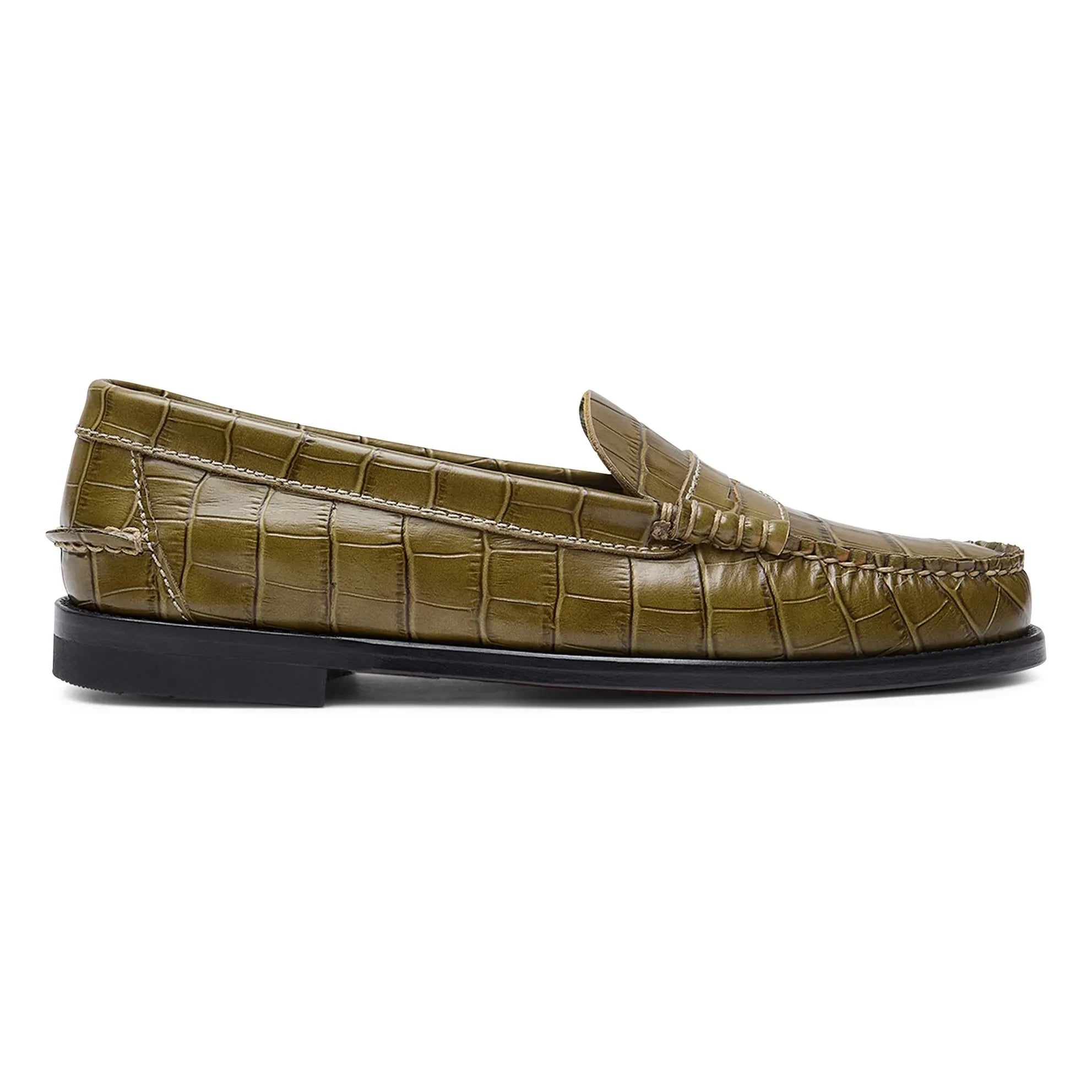 Augusta - Zoe Kroko Desenli Loafer | Zeytin yeşili