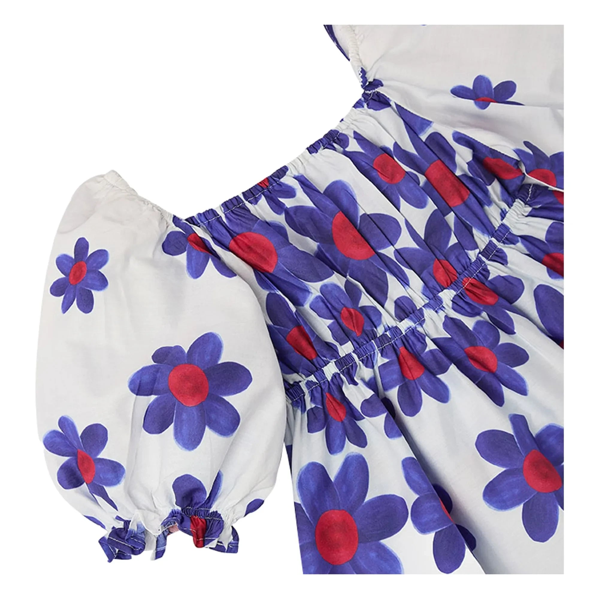 Fabula - Ballonärmeliges Blumen-Midikleid | Weiß
