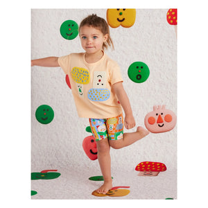 Halcyon Nights - Bio-Baumwoll-Radlerhose mit Gemüseprint | Orange