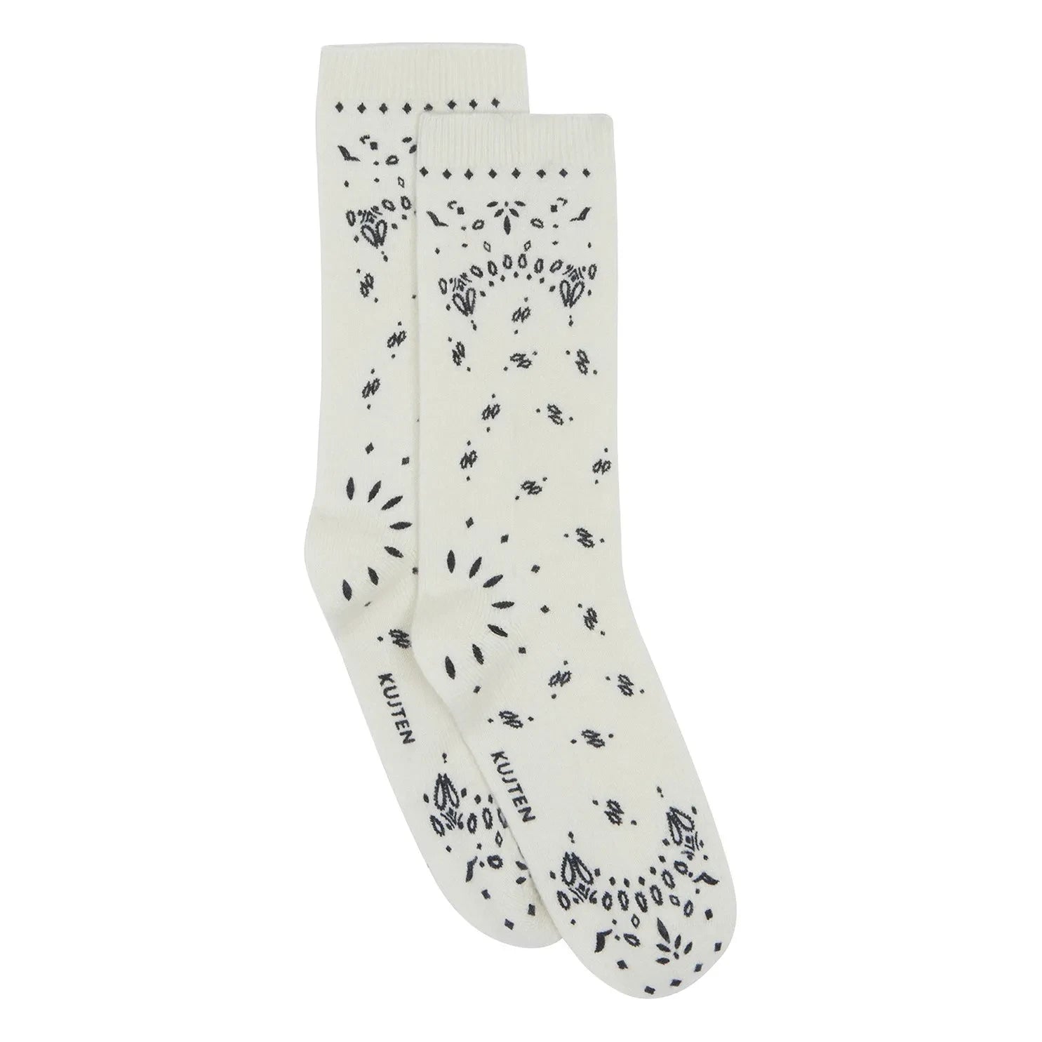Kujten - Sig Bandana Cashmere Socks | White