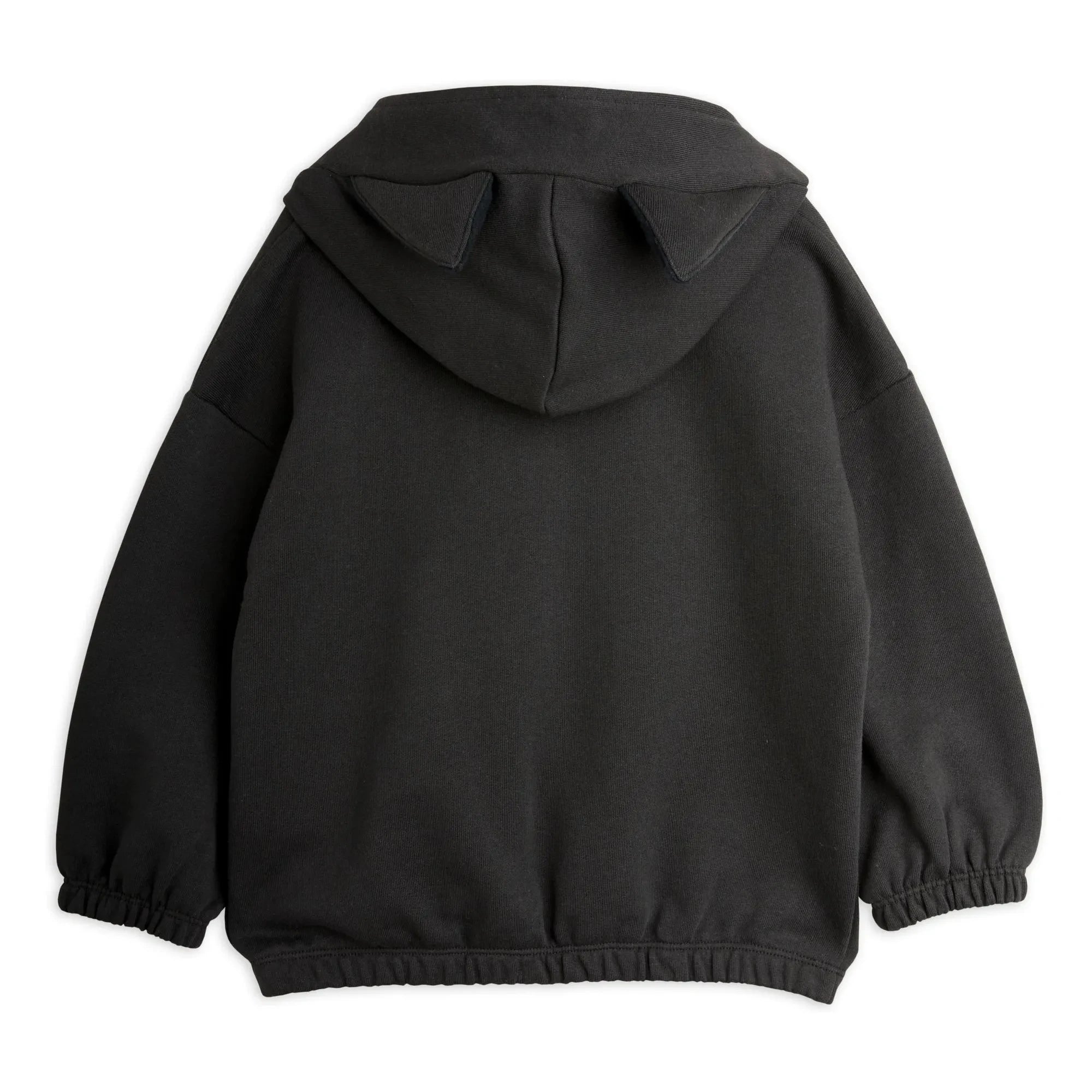 Mini Rodini - Schwarzer Kapuzenpullover mit Katzenmotiv aus Bio-Baumwolle