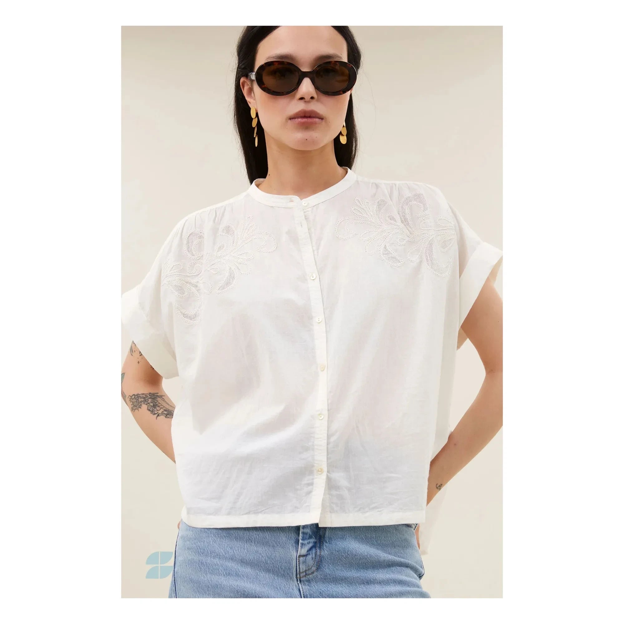 By Bar - Ally organic cotton blouse | White
