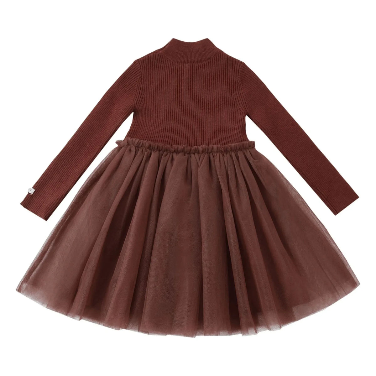 Donsje - Lotus Vestido de Doble Material | Chocolate