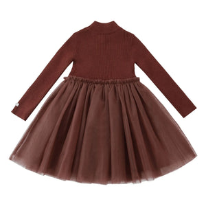 Donsje - Lotus Vestido de Doble Material | Chocolate