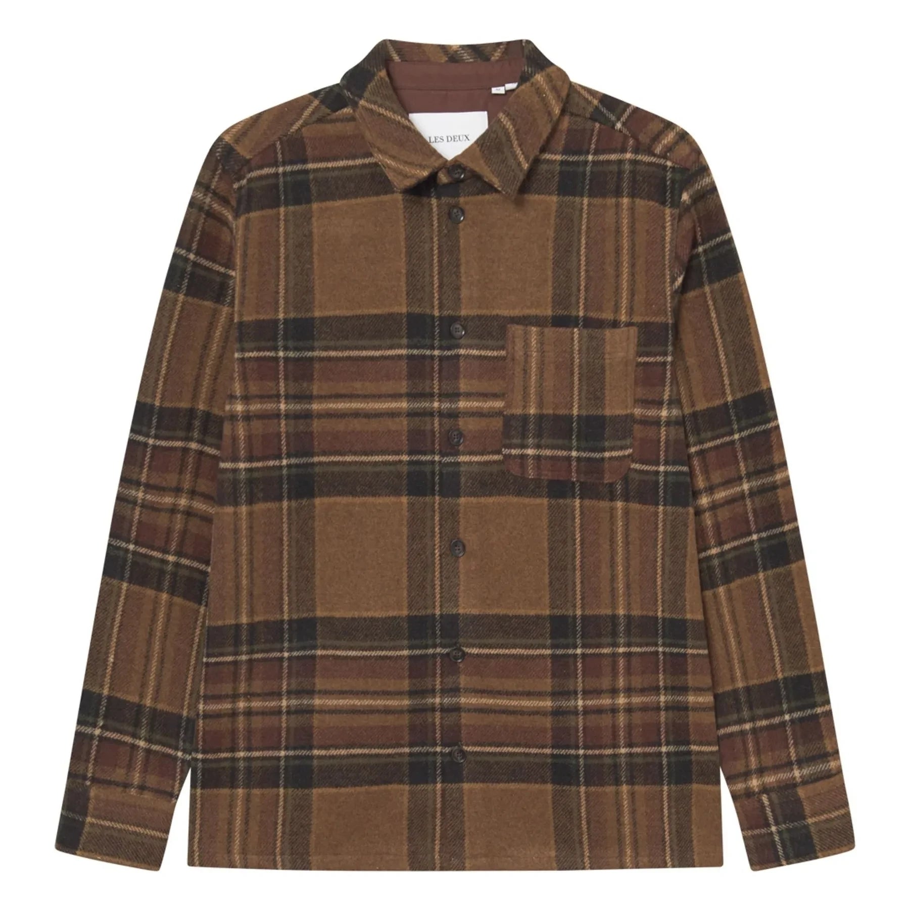 Les Deux - Kaleb Ekoseli Yün Overshirt | Kahverengi