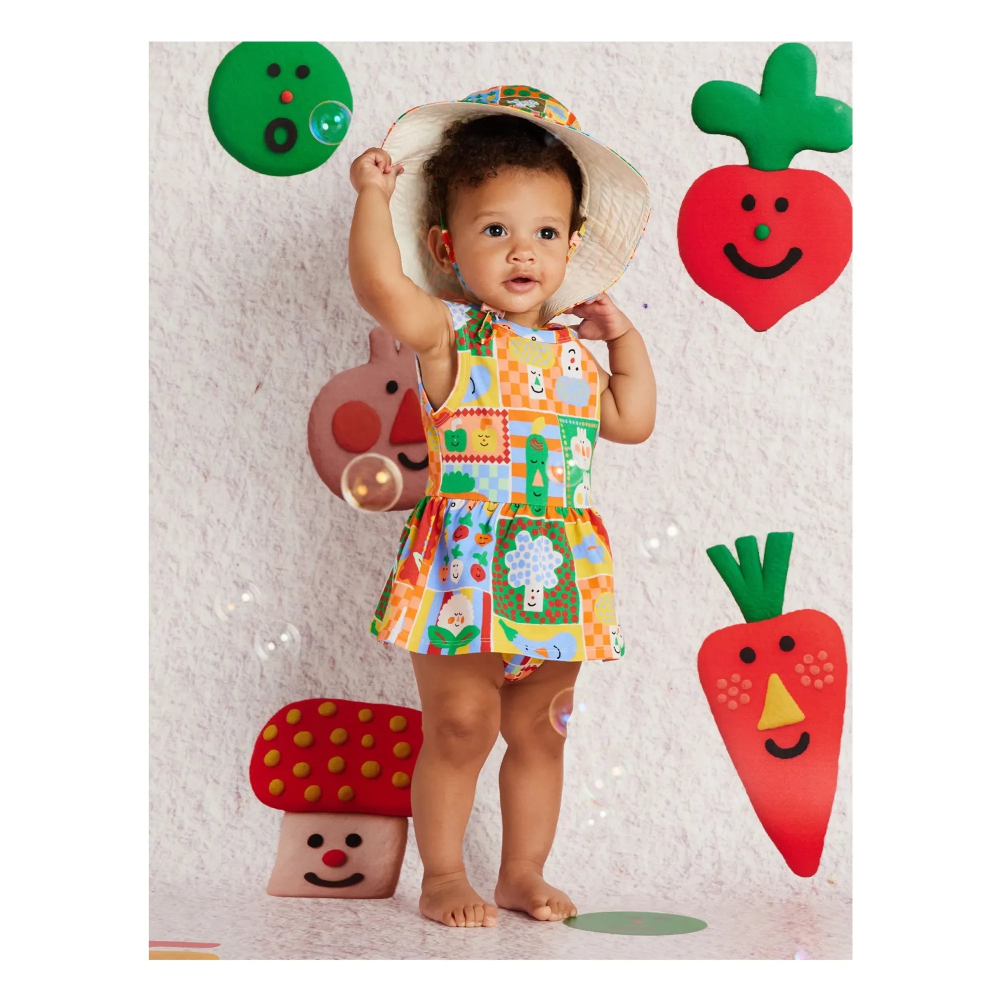 Halcyon Nights - Organic Cotton Vegetable Ruffled Dress | Orange