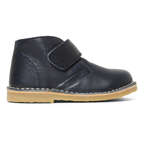Petit Nord - Sand-colored Fur Velcro Shoes | Navy Blue