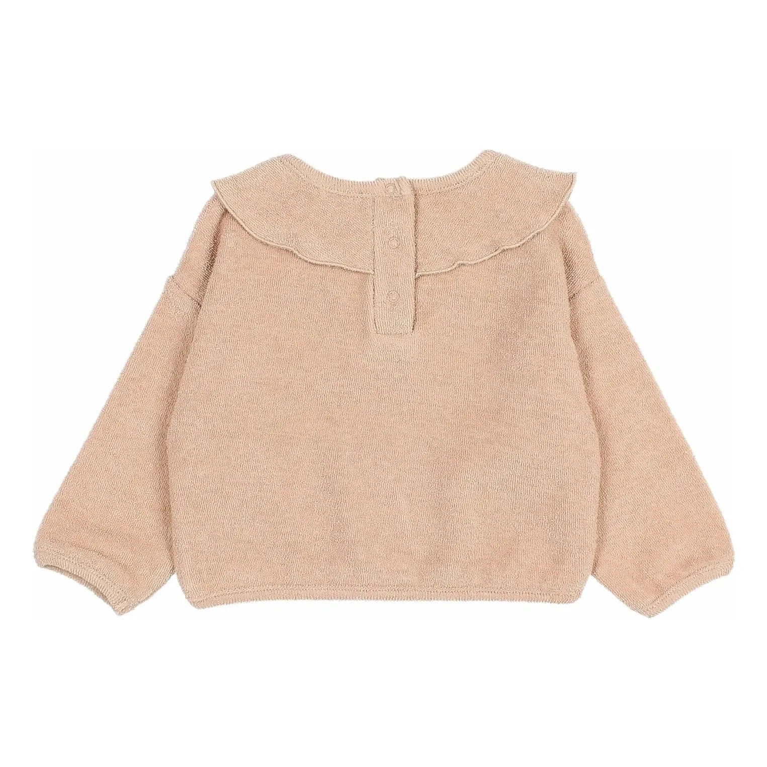 Búho - Organik Havlu Kumaş Volanlı Sweatshirt | Pembe