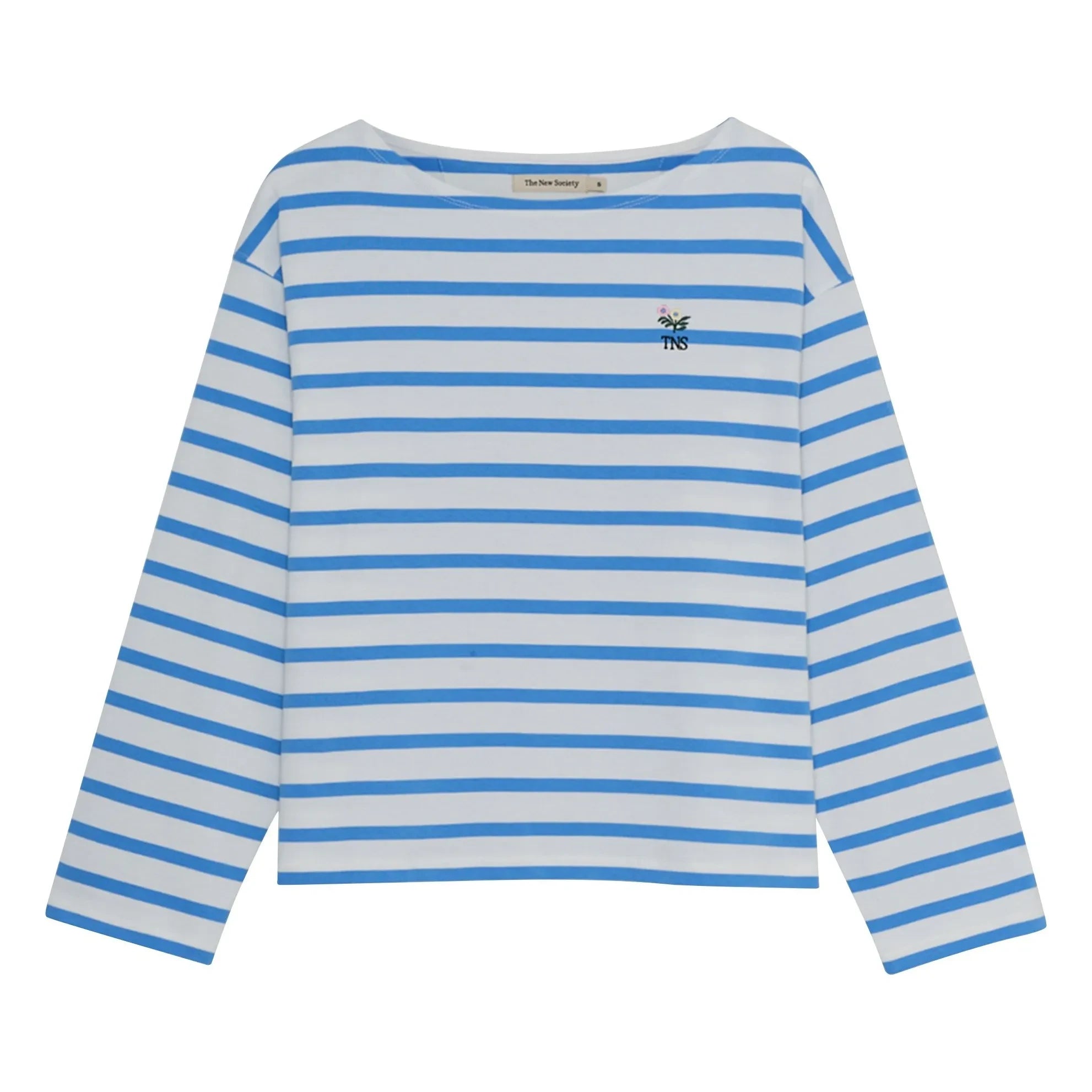 the new society - Burnet Çizgili Pamuklu Tişört | Mavi