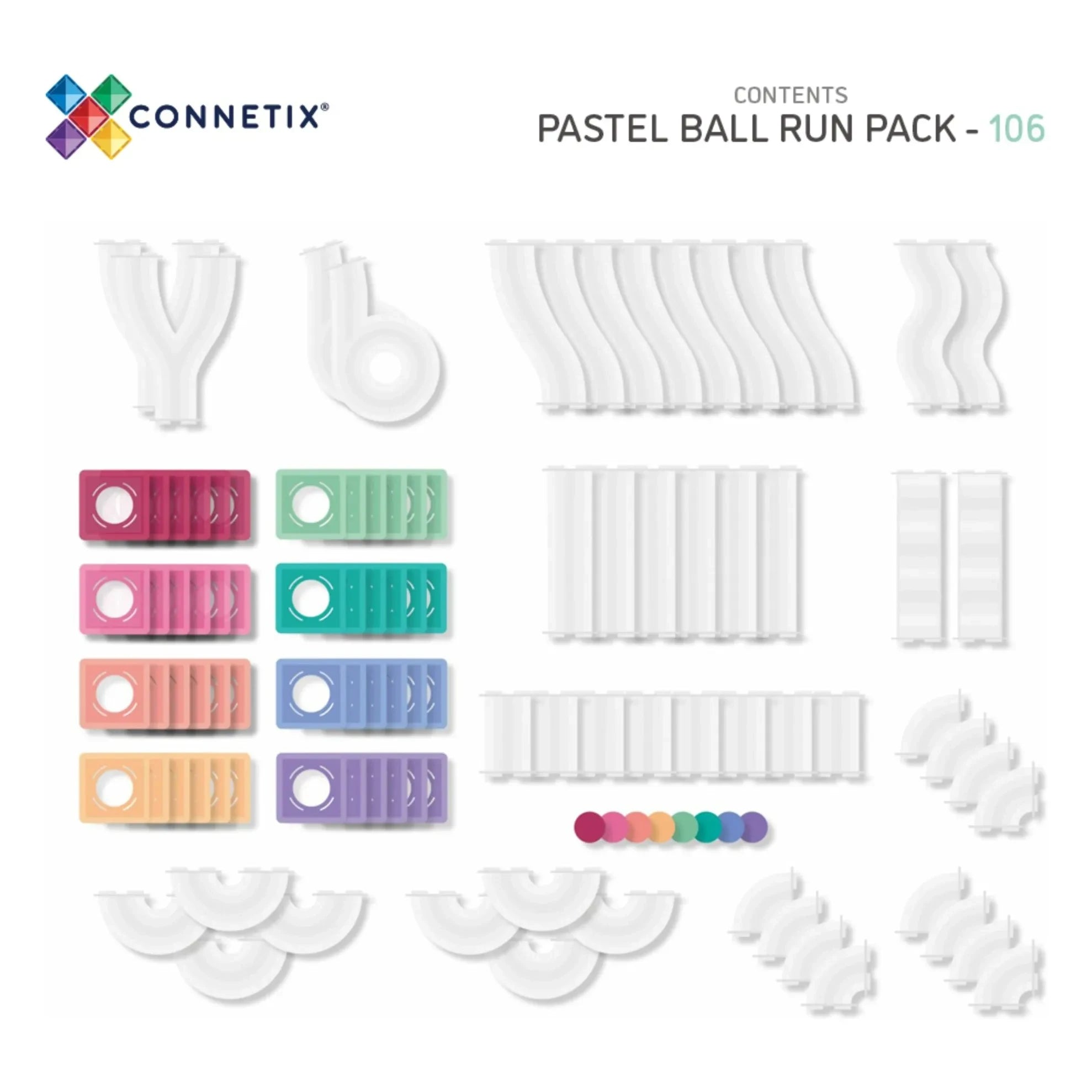 Connetix - Kugelbahn-Paket - 106 Teile | Pastell