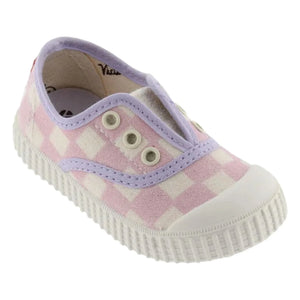 Victoria - Lona Quadrille Çizik Sneakers | Pembe