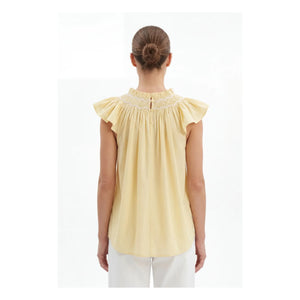 BELLEPIECE - Mykonos Baumwollpoplin-Oberteil | Gelb