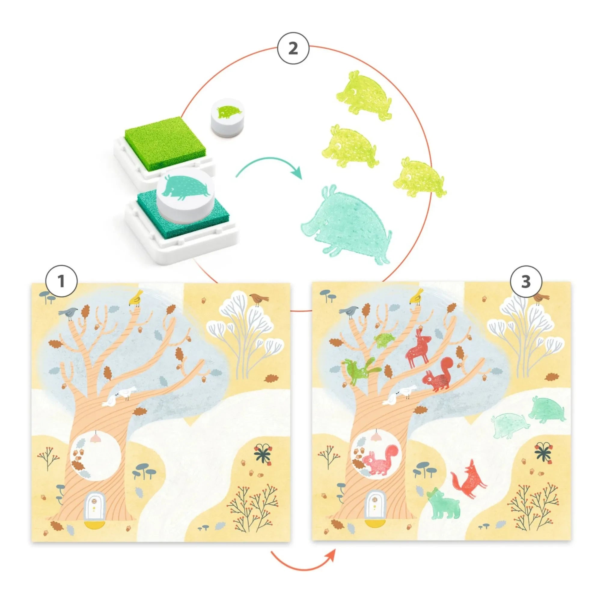 Djeco - Tierstempel-Aktivitätsset