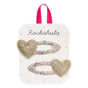 Rockahula Kids - Set of 2 Floral Heart Clips | Gold