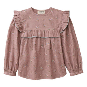 Lililotte - Blouse Bianca Fleurie Organik Pamuk | Toz Pembe