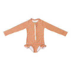 Grech & Co - 1 Piece Swimsuit Vichy Ruffles Recycled Fiber | Mustard