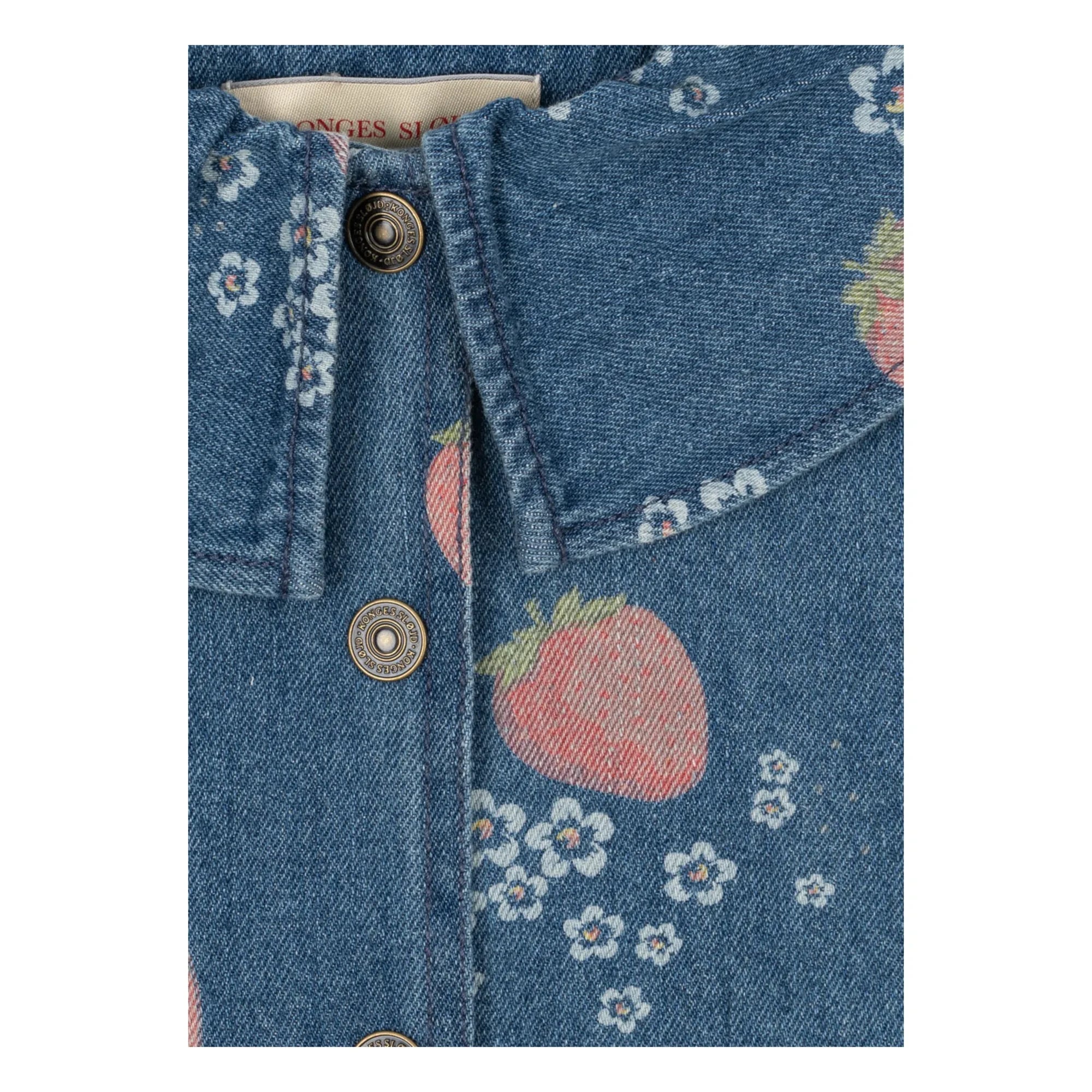 Konges Sløjd - Denim Straw Collar Strawberry Organic Cotton Jacket | Blue