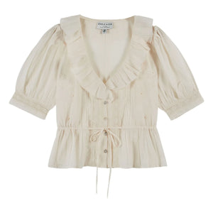 Emile et Ida – Rüschenbluse aus Baumwolle | Creme