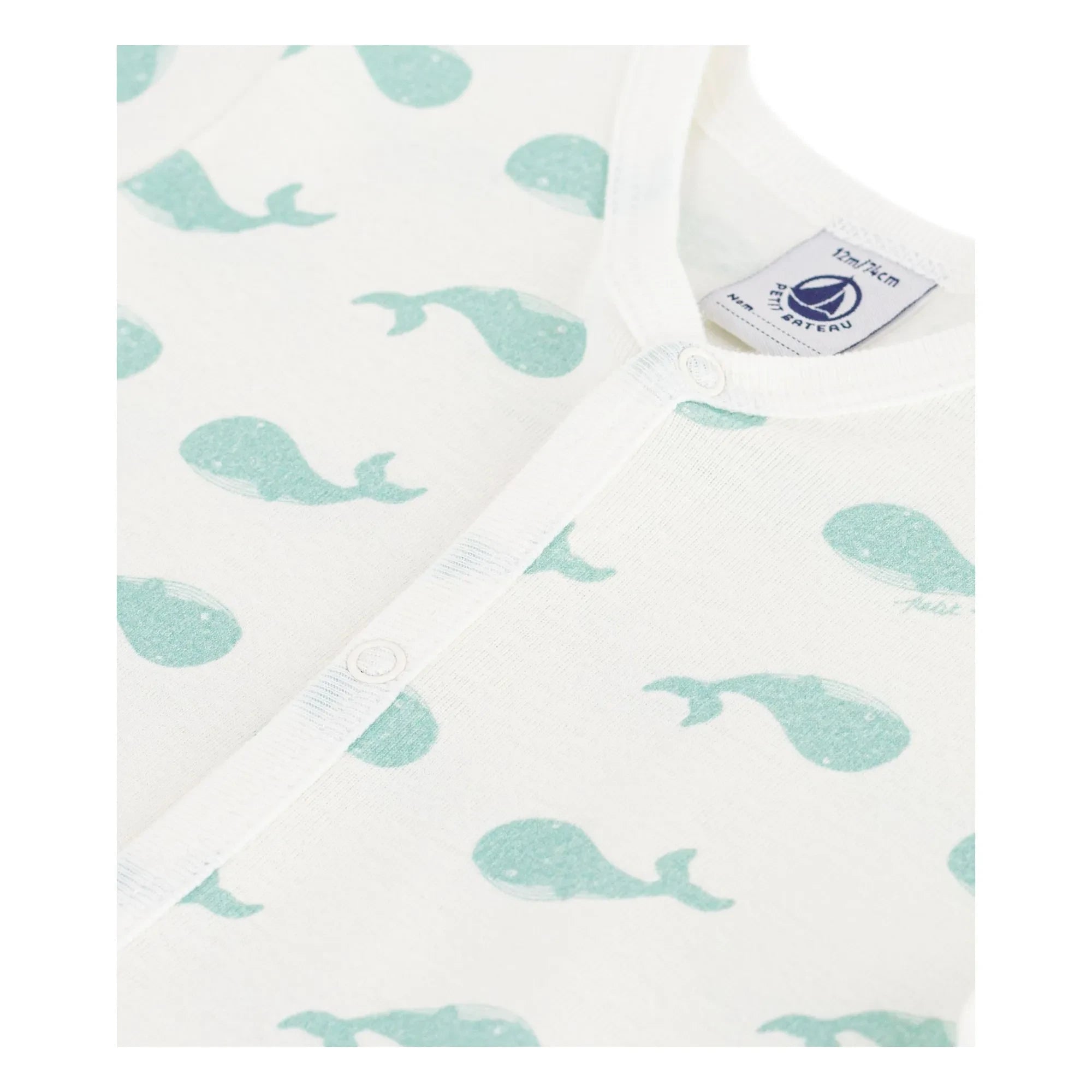 Petit Bateau - Whale Kombishort Pijama | Beyaz