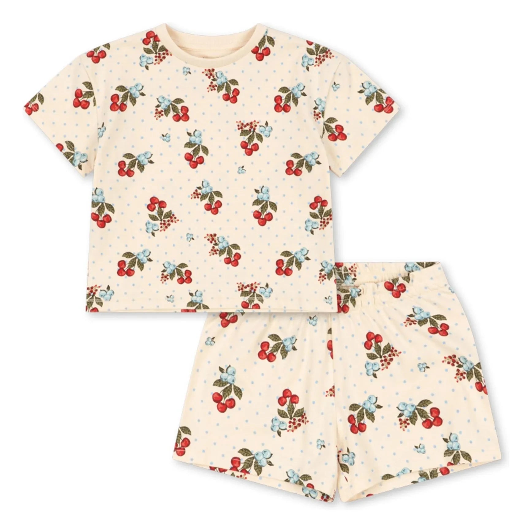 Konges Sløjd - Set aus Bio-Baumwoll-T-Shirt und Shorts Cerises | Ecru