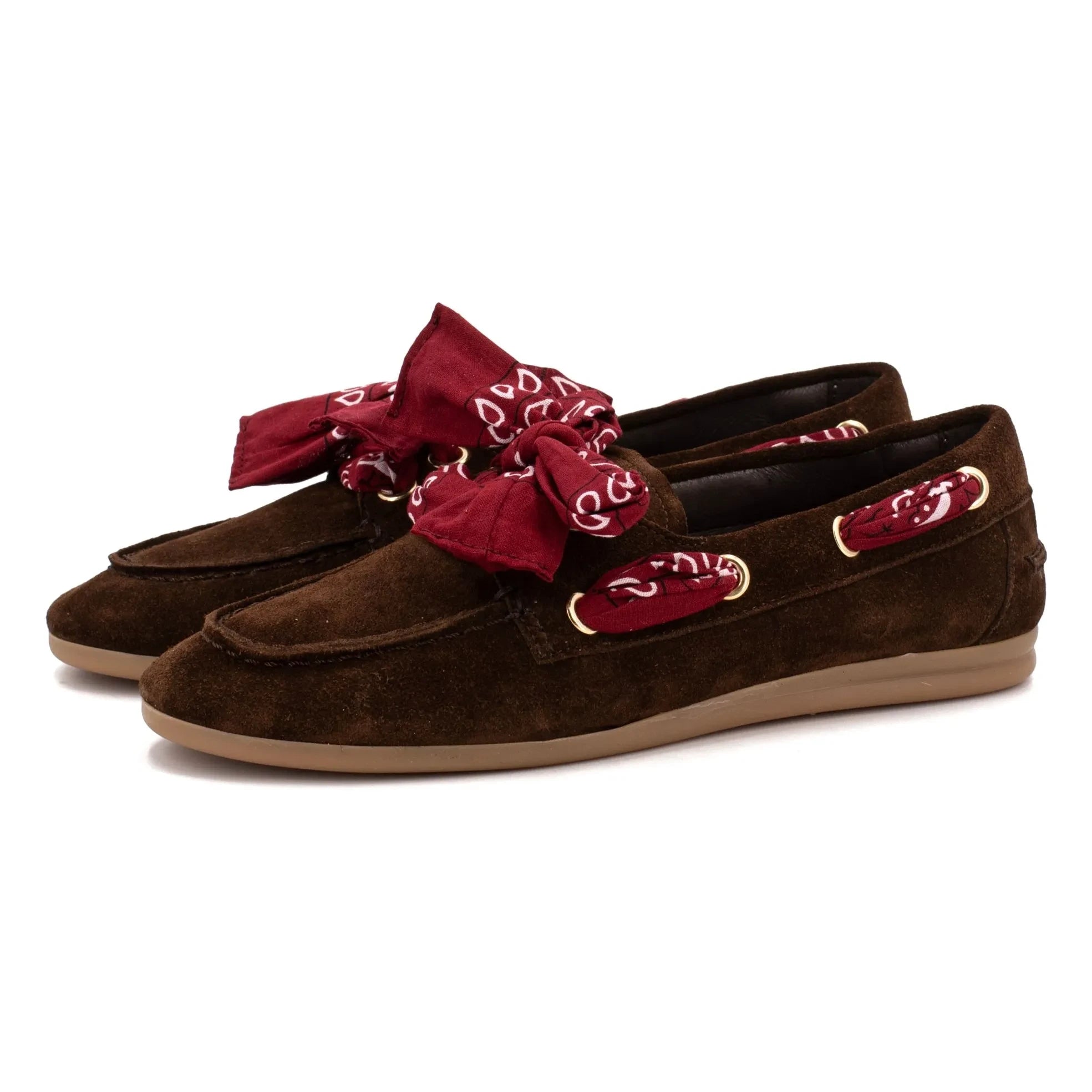 Toral - Nahua Bandana Suede Boat Shoes | Dark Brown