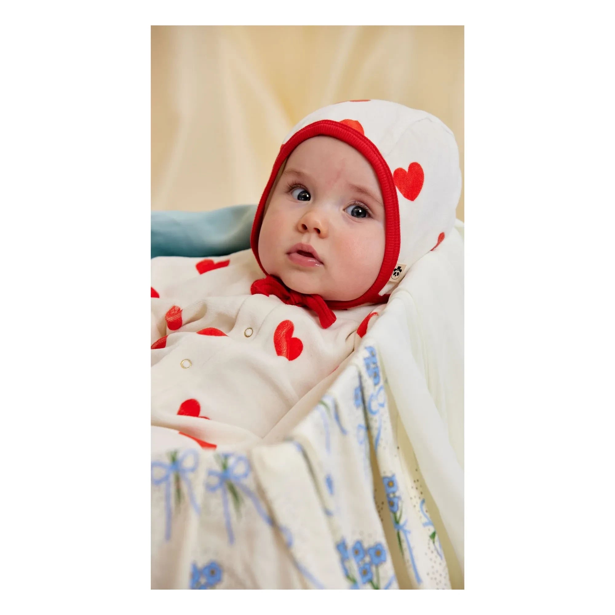 Mini Rodini - Wickelbody aus Bio-Baumwolle mit Herzmuster | White