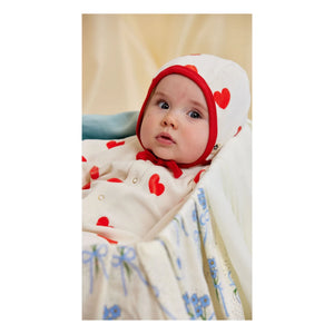 Mini Rodini - Wickelbody aus Bio-Baumwolle mit Herzmuster | White