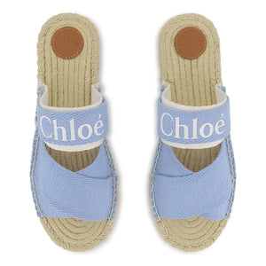 Chloé - Logo-Denim-Sandalen | Blau