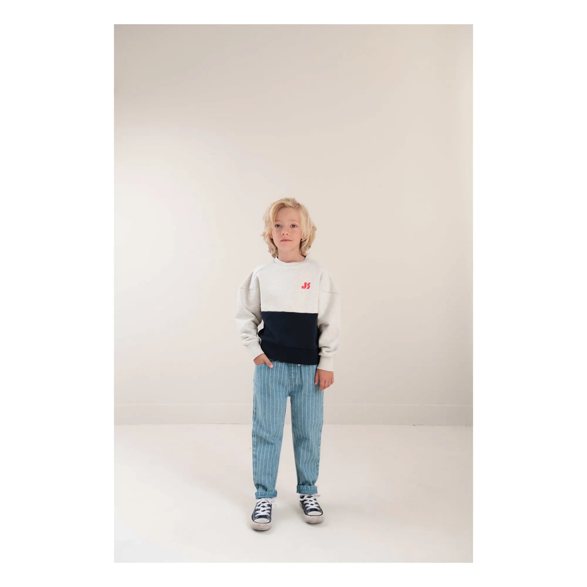 Jenest - Color Block Organic Cotton Sweatshirt | Light Gray