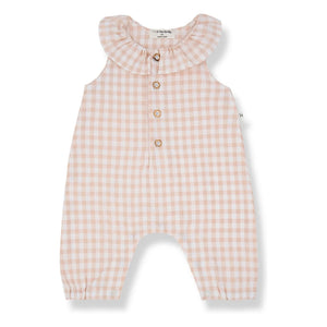 1+ in the family - Egina Vichy Seersucker Overall | Beige Rosa