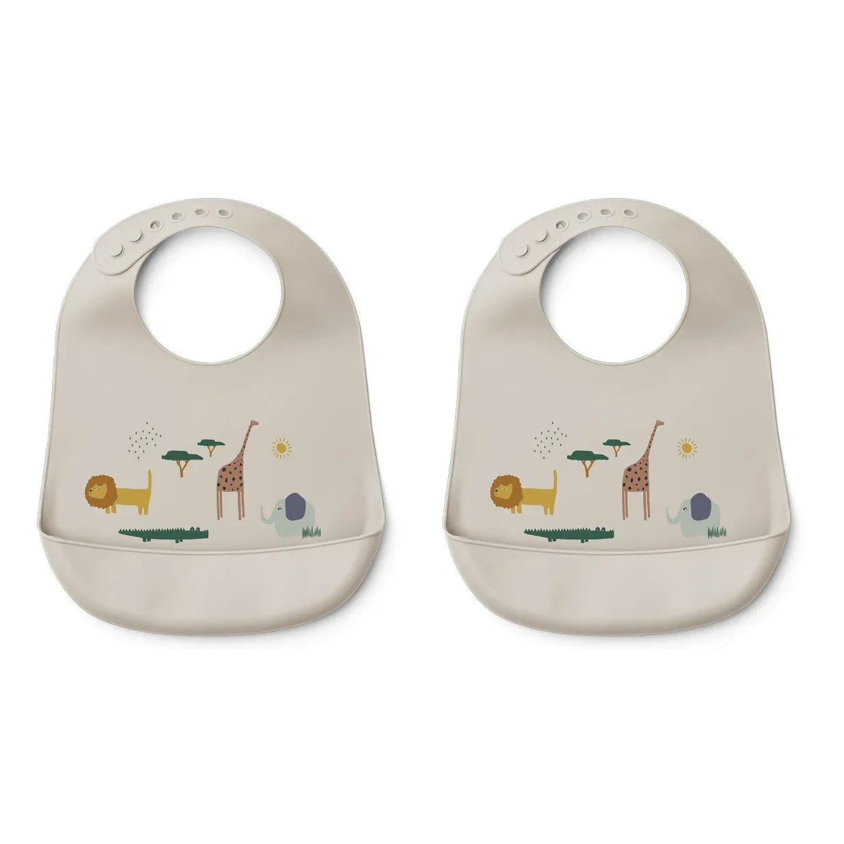 Liewood - Tilda Safari Silikon Mama Önlükleri - 2'li Set | Kum