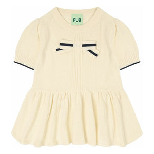 FUB - Bow T-Shirt Feinstrick Bio-Baumwolle | Ecru