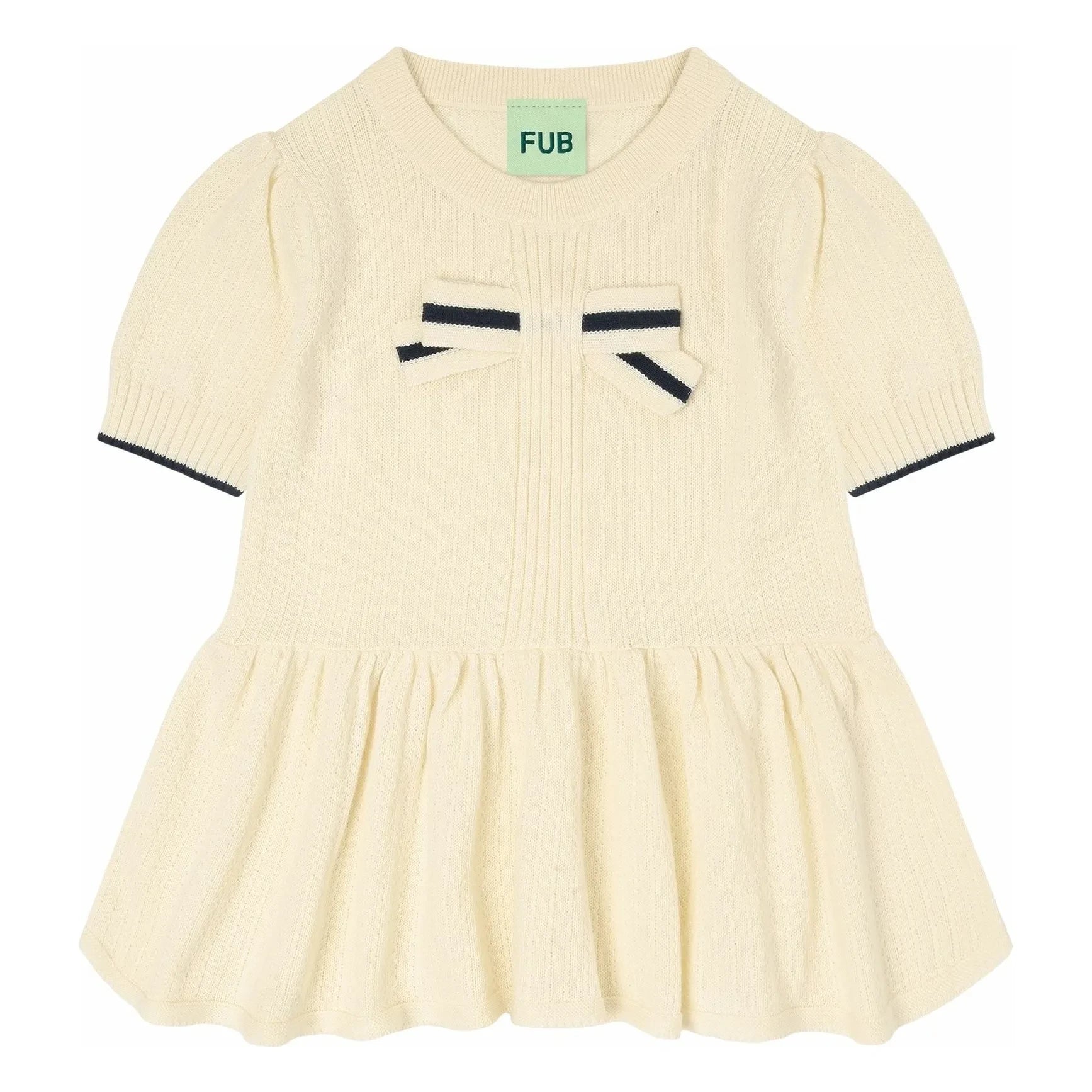 FUB - Bow T-Shirt Feinstrick Bio-Baumwolle | Ecru