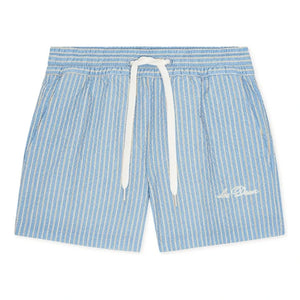 Les Deux - Stan Gestreifte Badeshorts | Hellblau