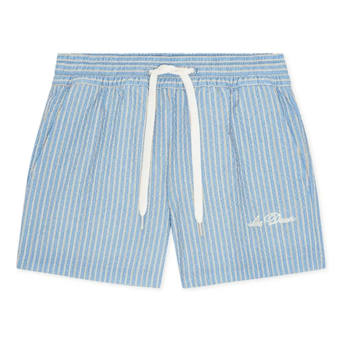 Les Deux - Stan Gestreifte Badeshorts | Hellblau
