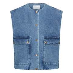 By Bar - Maggie Organik Pamuk Denim Kolsuz Ceket | Kot mavisi